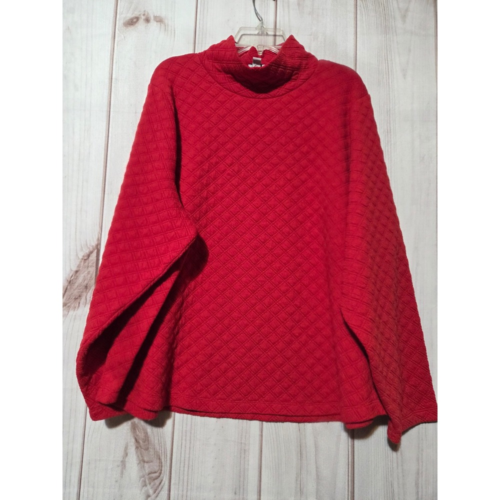 J. Crew Red Quilted Mock Neck Pullover Sweatshirt Top Womens 3X Plus Size